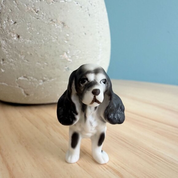 Vintage Cocker Spaniel Porcelain Figurine Japan 1.5" Tall Cute Decor - Picture 3 of 11